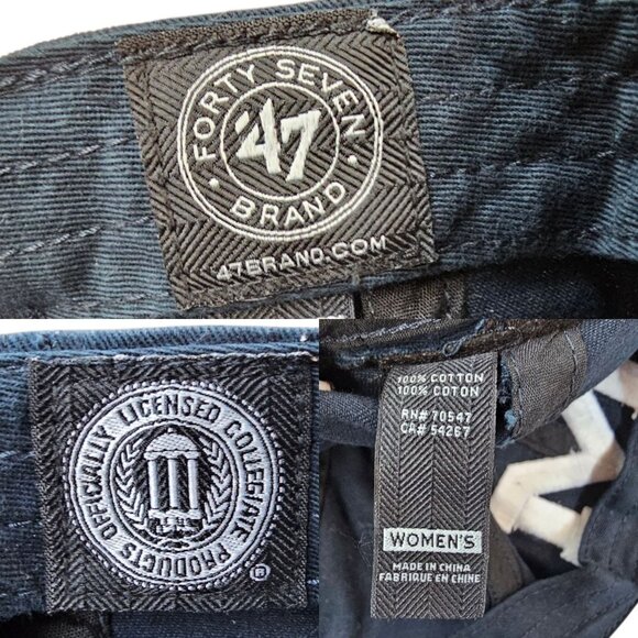 47 Brand Ole Miss Logo Script Back Tuck Strap Cap Trucker Baseball Navy Blue Hat - Picture 8 of 14